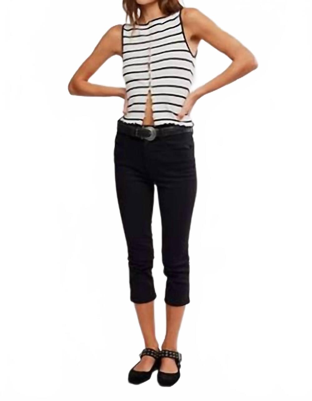 NEW FREE PEOPLE tilly striped vest top in black/white combo